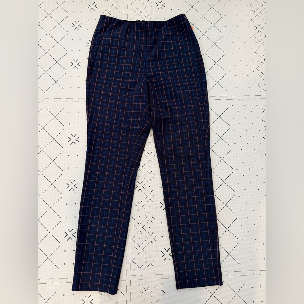 Rag & Bone Poppy High Waisted‎ Pant Plaid Stretch USA Made Blue Womens 6